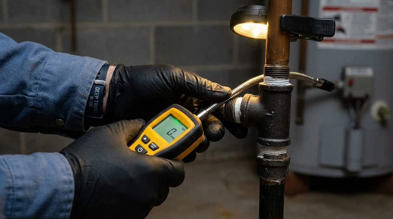 Gas leak detection with electronic sniffer by Johns Plumbing LLC in Homeland