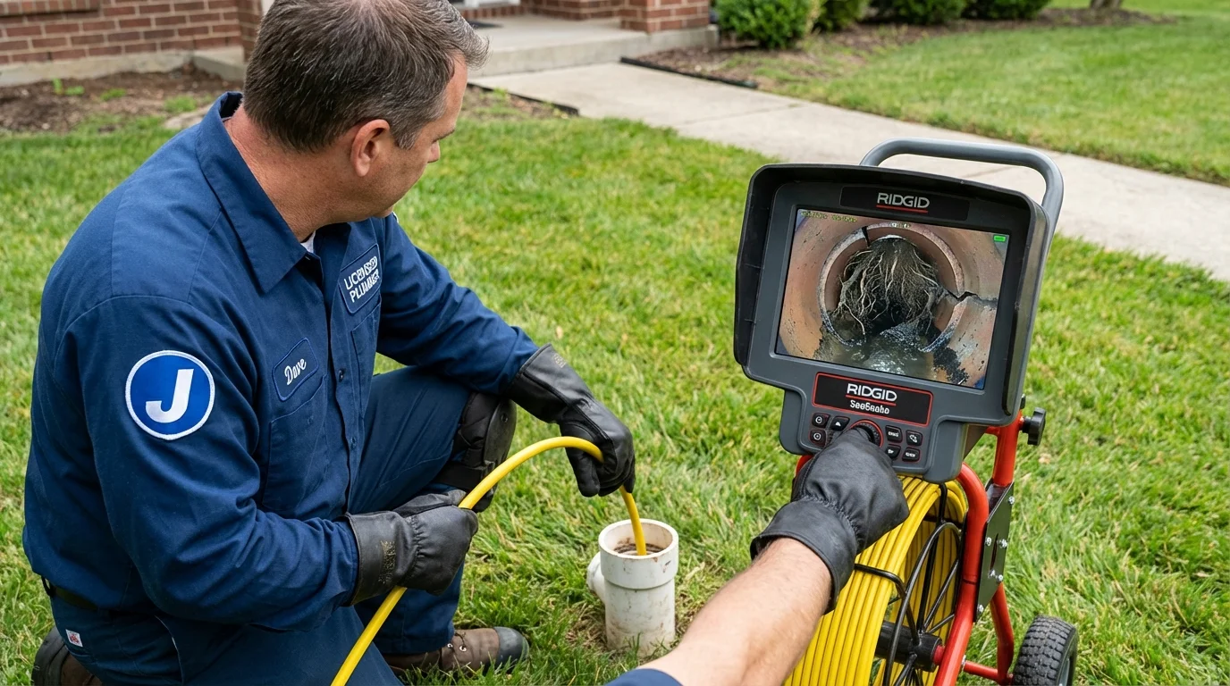 Sewer camera inspection being performed by Johns Plumbing LLC in Homeland